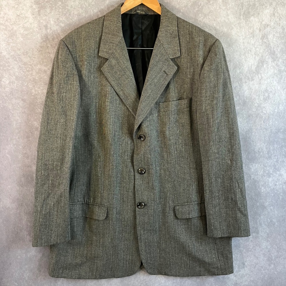 Banana Republic Blazer Men 46L Grey Wool Blend Made in Italy 3-Button Sport Coat